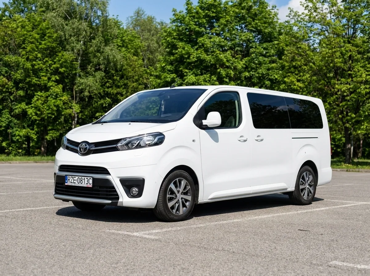 Toyota Proace Verso 2021 — biały 8-osobowy bus, ujęcie od przodu